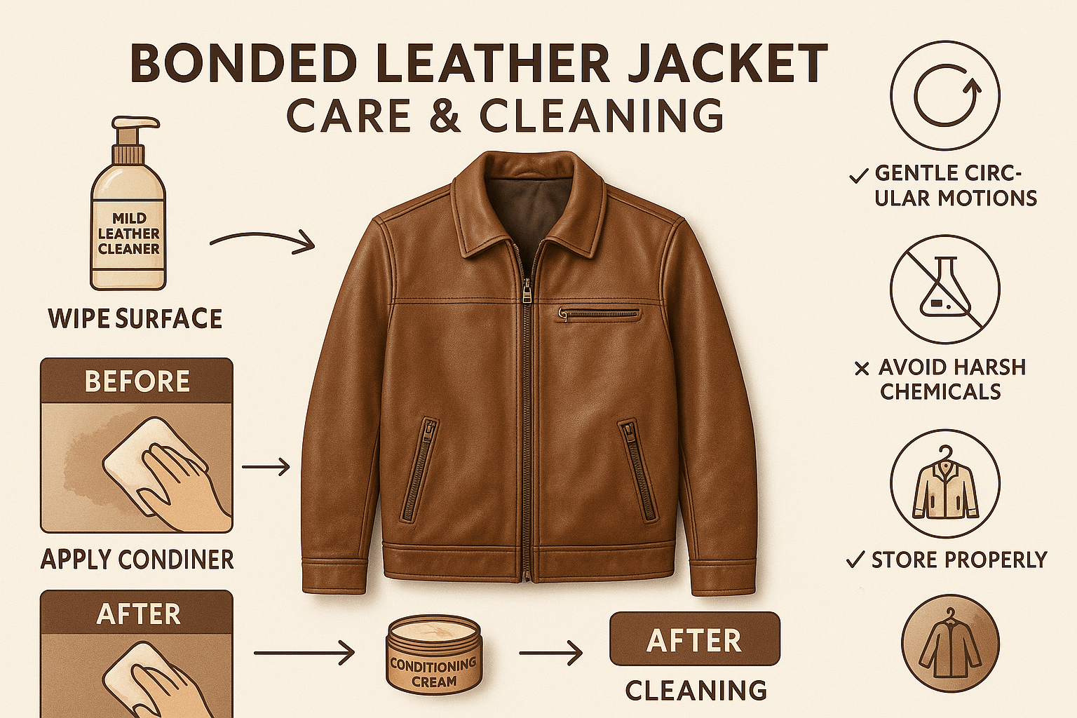 Cleaning bonded leather jackets
